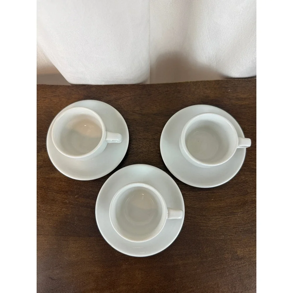 ACF Italy White‎ Stackable Demitasse Espresso Cups and Saucers Set of THREE